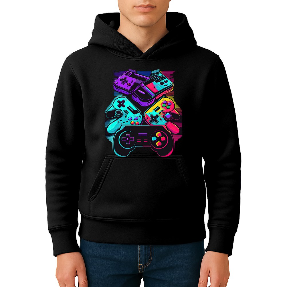 Console Control Black Gaming Kids Hoodie
