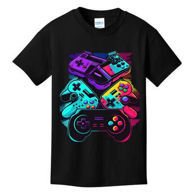 Console Control Black Gaming Kids T-Shirt
