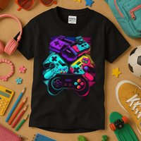 Console Control Black Gaming Kids T-Shirt