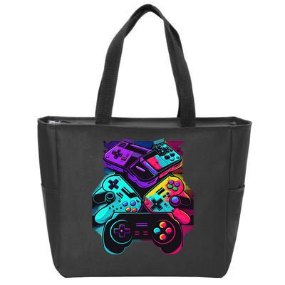 Console Control Black Gaming Zip Tote Bag