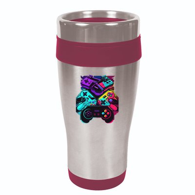 Console Control Black Gaming 16oz Travel Tumbler