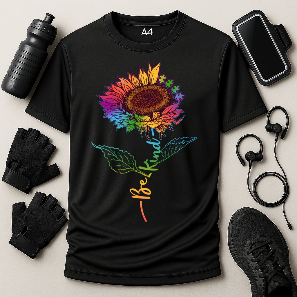 Cute Colorful Be Kind Rainbow Sunflower Puzzle Pieces Cooling Performance Crew T-Shirt