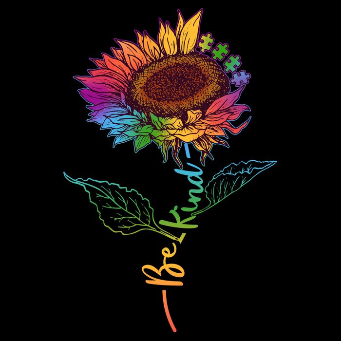Cute Colorful Be Kind Rainbow Sunflower Puzzle Pieces Cooling Performance Crew T-Shirt