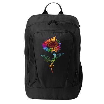 Cute Colorful Be Kind Rainbow Sunflower Puzzle Pieces City Backpack