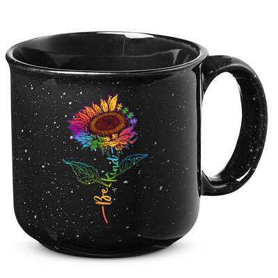 Cute Colorful Be Kind Rainbow Sunflower Puzzle Pieces 15oz Campfire Ceramic Mug