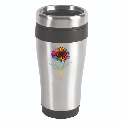 Cute Colorful Be Kind Rainbow Sunflower Puzzle Pieces 16oz Travel Tumbler