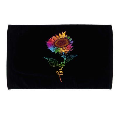 Cute Colorful Be Kind Rainbow Sunflower Puzzle Pieces Microfiber Hand Towel