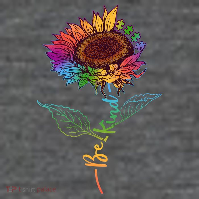 Cute Colorful Be Kind Rainbow Sunflower Puzzle Pieces T-Shirt