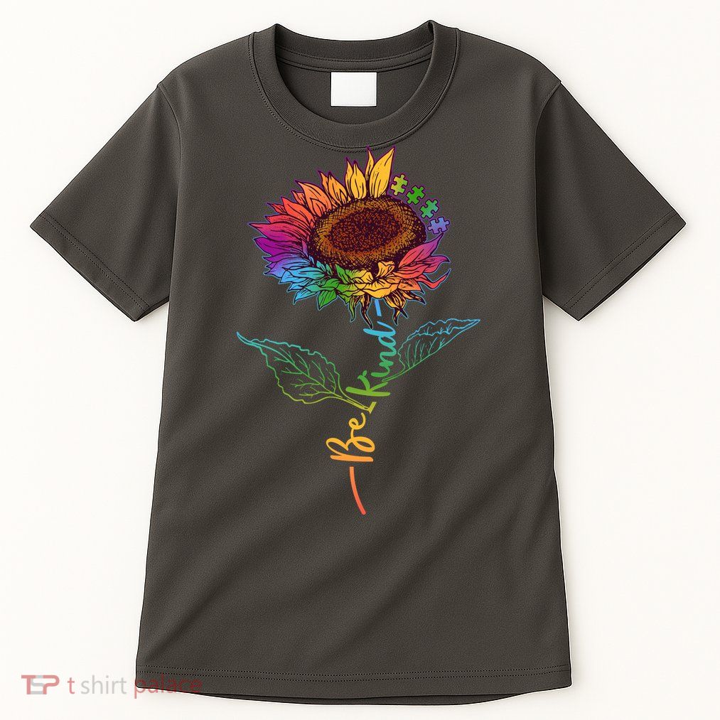 Cute Colorful Be Kind Rainbow Sunflower Puzzle Pieces Tall T-Shirt