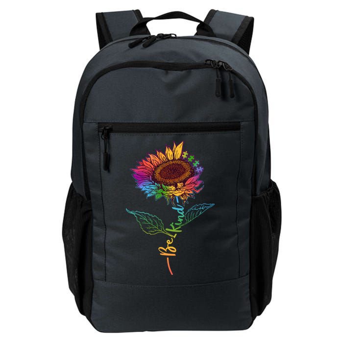 Cute Colorful Be Kind Rainbow Sunflower Puzzle Pieces Backpack