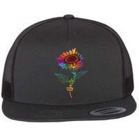 Cute Colorful Be Kind Rainbow Sunflower Puzzle Pieces Flatbill Hat