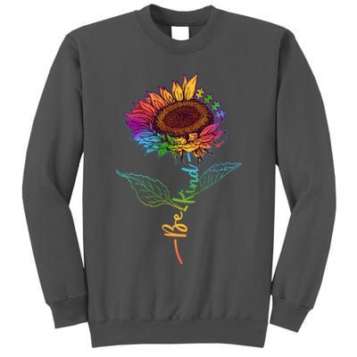 Cute Colorful Be Kind Rainbow Sunflower Puzzle Pieces Tall Sweatshirt