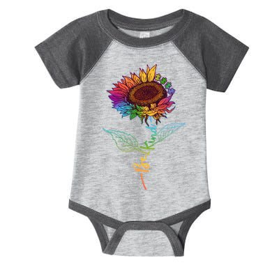 Cute Colorful Be Kind Rainbow Sunflower Puzzle Pieces Infant Baby Jersey Bodysuit