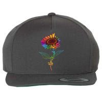 Cute Colorful Be Kind Rainbow Sunflower Puzzle Pieces Wool Snapback Cap