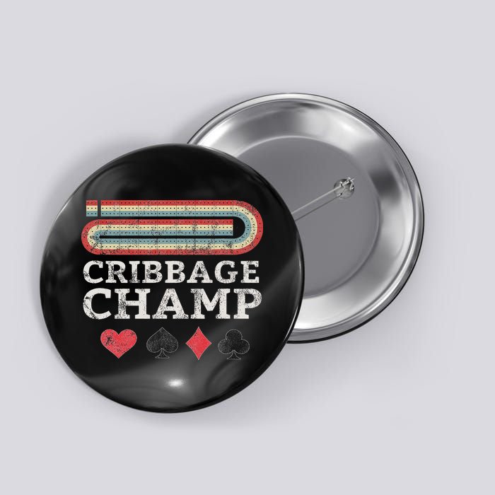 Cribbage Champ Board Game Player Funny Lover Card Game Lucky Button