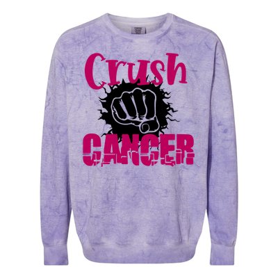 Crush Cancer Breast Cancer Awareness Pink Ribbon Gift Colorblast Crewneck Sweatshirt