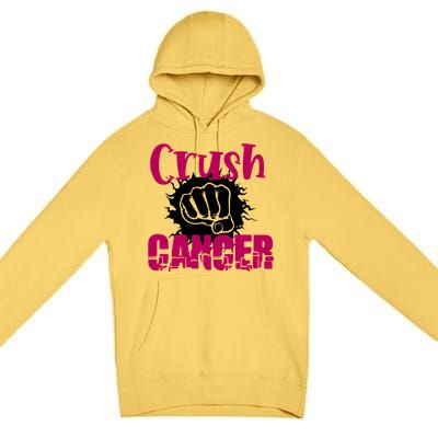 Crush Cancer Breast Cancer Awareness Pink Ribbon Gift Premium Pullover Hoodie