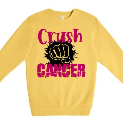 Crush Cancer Breast Cancer Awareness Pink Ribbon Gift Premium Crewneck Sweatshirt