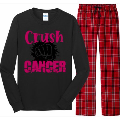 Crush Cancer Breast Cancer Awareness Pink Ribbon Gift Long Sleeve Pajama Set