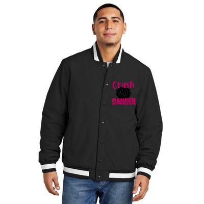 Crush Cancer Breast Cancer Awareness Pink Ribbon Gift Insulated Varsity Jacket