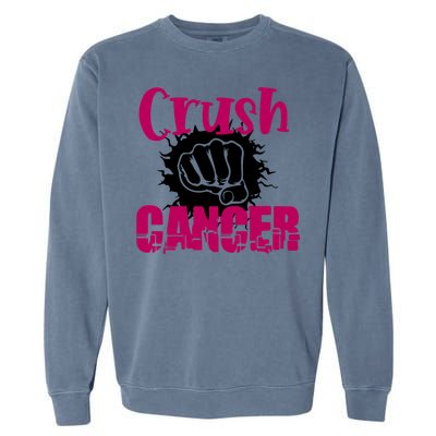 Crush Cancer Breast Cancer Awareness Pink Ribbon Gift Garment-Dyed Sweatshirt