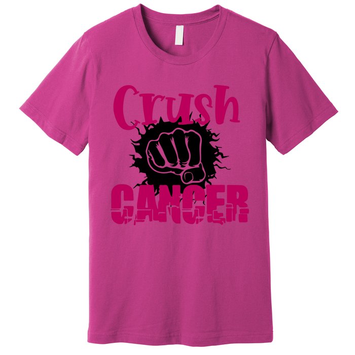 Crush Cancer Breast Cancer Awareness Pink Ribbon Gift Premium T-Shirt