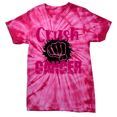 Crush Cancer Breast Cancer Awareness Pink Ribbon Gift Tie-Dye T-Shirt