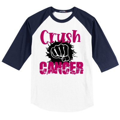 Crush Cancer Breast Cancer Awareness Pink Ribbon Gift Baseball Sleeve Shirt