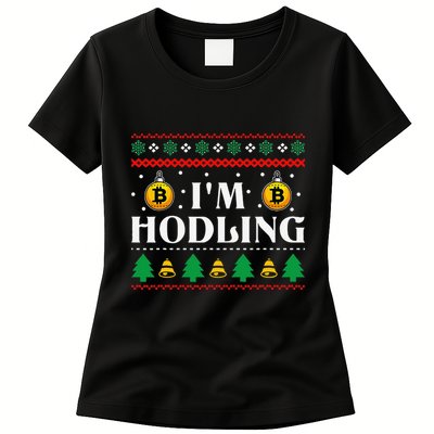 Crypto Currency Bitcoin Christmas Btc Lover Cryptocurrency Womens T-Shirt