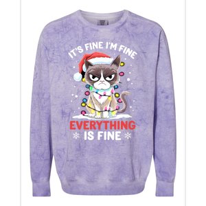 Christmas Cat Cute ItS Fine IM Fine Everything Is Fine Gift Colorblast Crewneck Sweatshirt