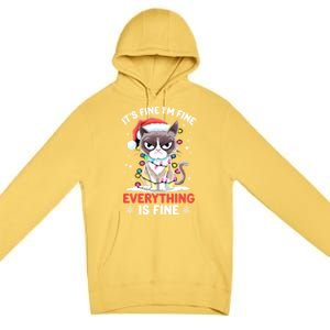 Christmas Cat Cute ItS Fine IM Fine Everything Is Fine Gift Premium Pullover Hoodie