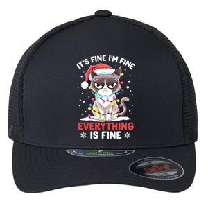 Christmas Cat Cute ItS Fine IM Fine Everything Is Fine Gift Flexfit Unipanel Trucker Cap