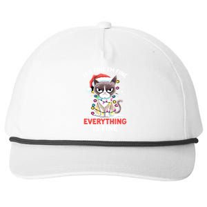 Christmas Cat Cute ItS Fine IM Fine Everything Is Fine Gift Snapback Five-Panel Rope Hat