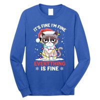 Christmas Cat Cute ItS Fine IM Fine Everything Is Fine Gift Long Sleeve Shirt