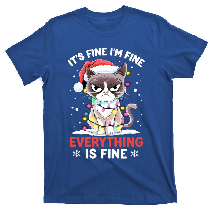 Christmas Cat Cute ItS Fine IM Fine Everything Is Fine Gift T-Shirt