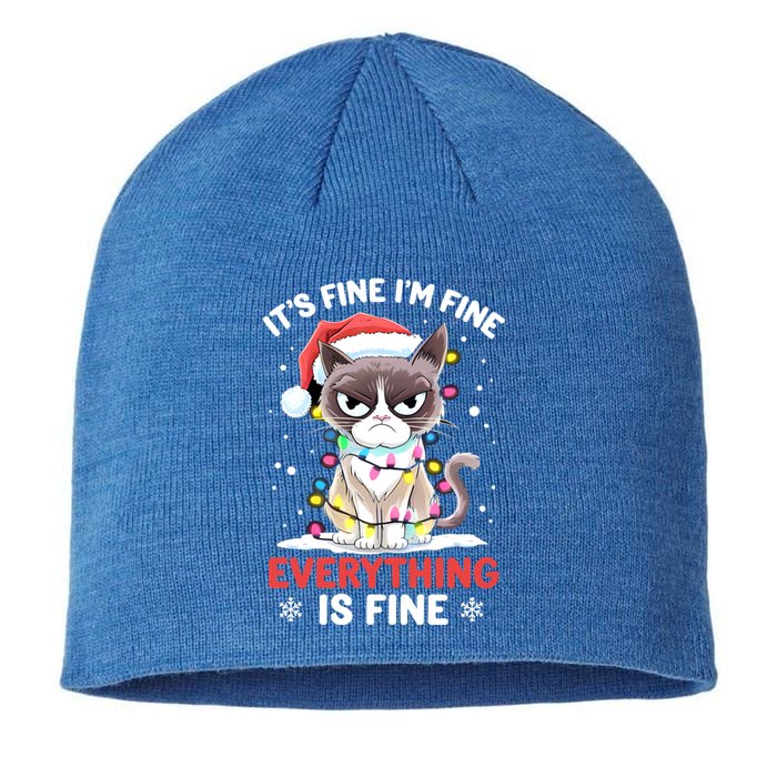 Christmas Cat Cute ItS Fine IM Fine Everything Is Fine Gift Sustainable Beanie