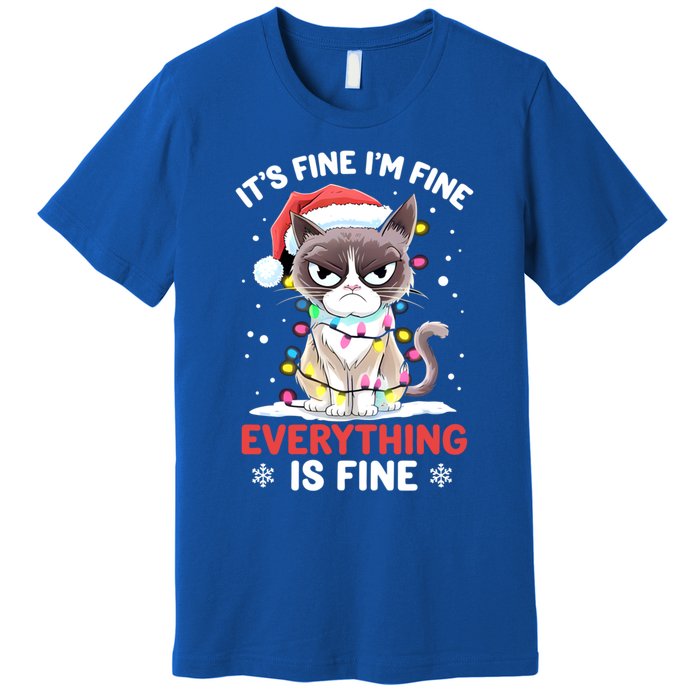 Christmas Cat Cute ItS Fine IM Fine Everything Is Fine Gift Premium T-Shirt