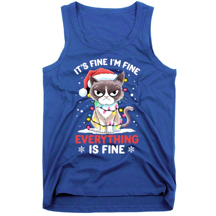 Christmas Cat Cute ItS Fine IM Fine Everything Is Fine Gift Tank Top