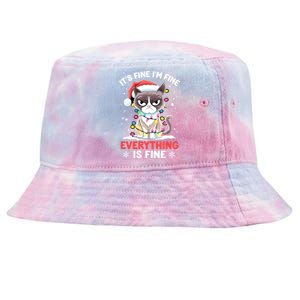 Christmas Cat Cute ItS Fine IM Fine Everything Is Fine Gift Tie-Dyed Bucket Hat