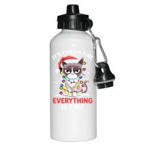 Christmas Cat Cute ItS Fine IM Fine Everything Is Fine Gift Aluminum Water Bottle