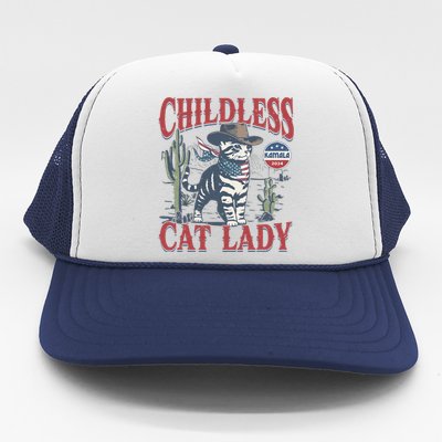 Cowboy Cat Childless Cat Lady Kamala 2024 Trucker Hat