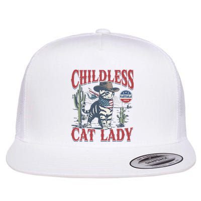 Cowboy Cat Childless Cat Lady Kamala 2024 Flat Bill Trucker Hat