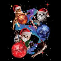 Cute Christmas Cats In Space Ornaments Graphic Stripe Pom Pom Beanie