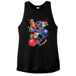 Cute Christmas Cats In Space Ornaments Graphic Ladies PosiCharge Tri-Blend Wicking Tank