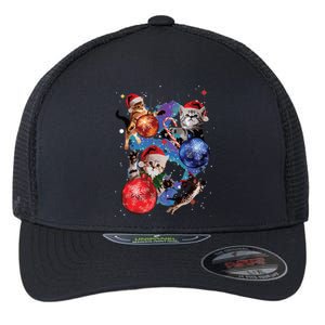 Cute Christmas Cats In Space Ornaments Graphic Flexfit Unipanel Trucker Cap