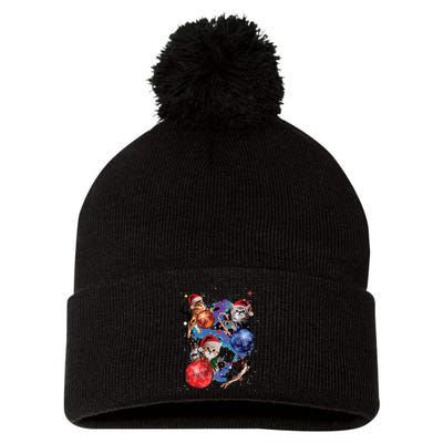 Cute Christmas Cats In Space Ornaments Graphic Pom Pom 12in Knit Beanie