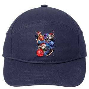 Cute Christmas Cats In Space Ornaments Graphic 7-Panel Snapback Hat