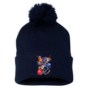 Cute Christmas Cats In Space Ornaments Graphic Pom Pom 12in Knit Beanie