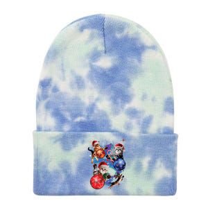 Cute Christmas Cats In Space Ornaments Graphic Tie Dye 12in Knit Beanie