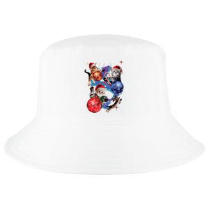 Cute Christmas Cats In Space Ornaments Graphic Cool Comfort Performance Bucket Hat